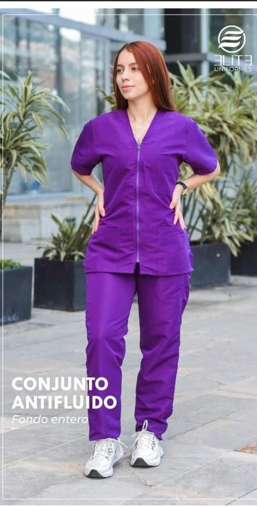 Uniforme Antifluido con Cierre color morado
